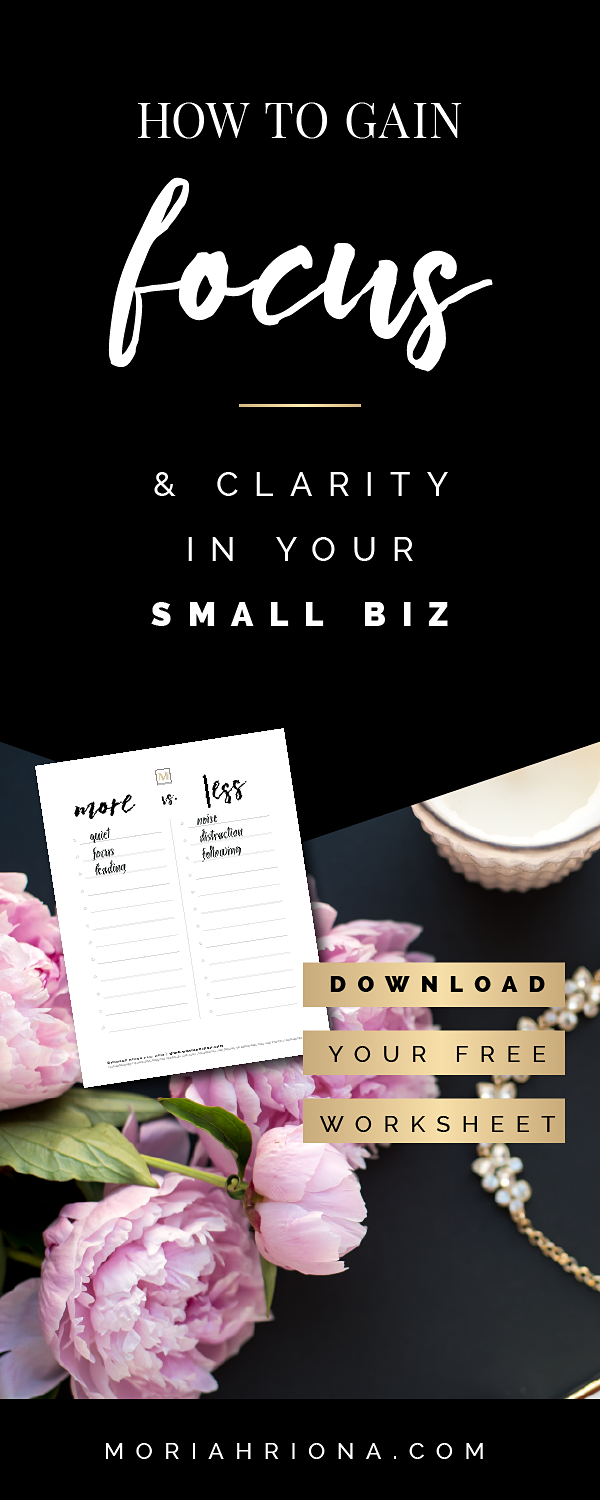 CLICK HERE to grab your free worksheet - and learn how to minimize overwhelm and maximize focus for business. Business tips for creative female entrepreneurs, organization, goal setting, business strategy for women in business. #branding #biztips #entrepreneur #creativebiz #inspiration #womeninbiz #shemeansbusiness #womenempoweringwomen
