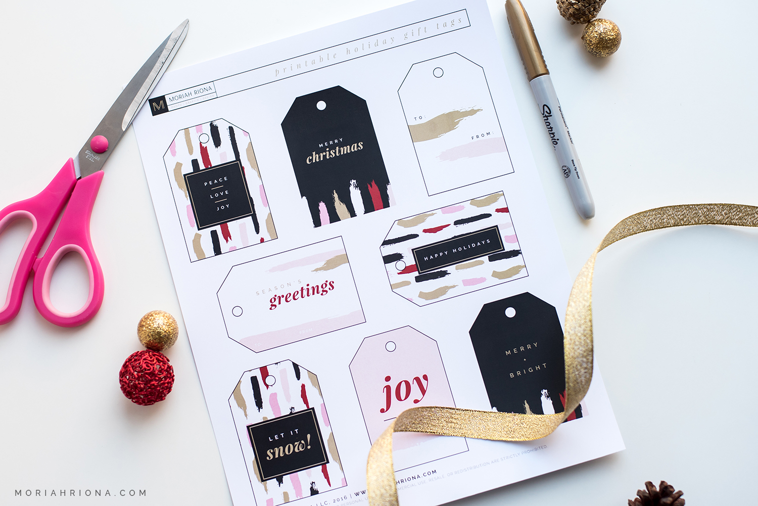 Downloadable printable holiday gift tags by Moriah Riona. Branding and Graphic Design for photographers and creative bossladies.