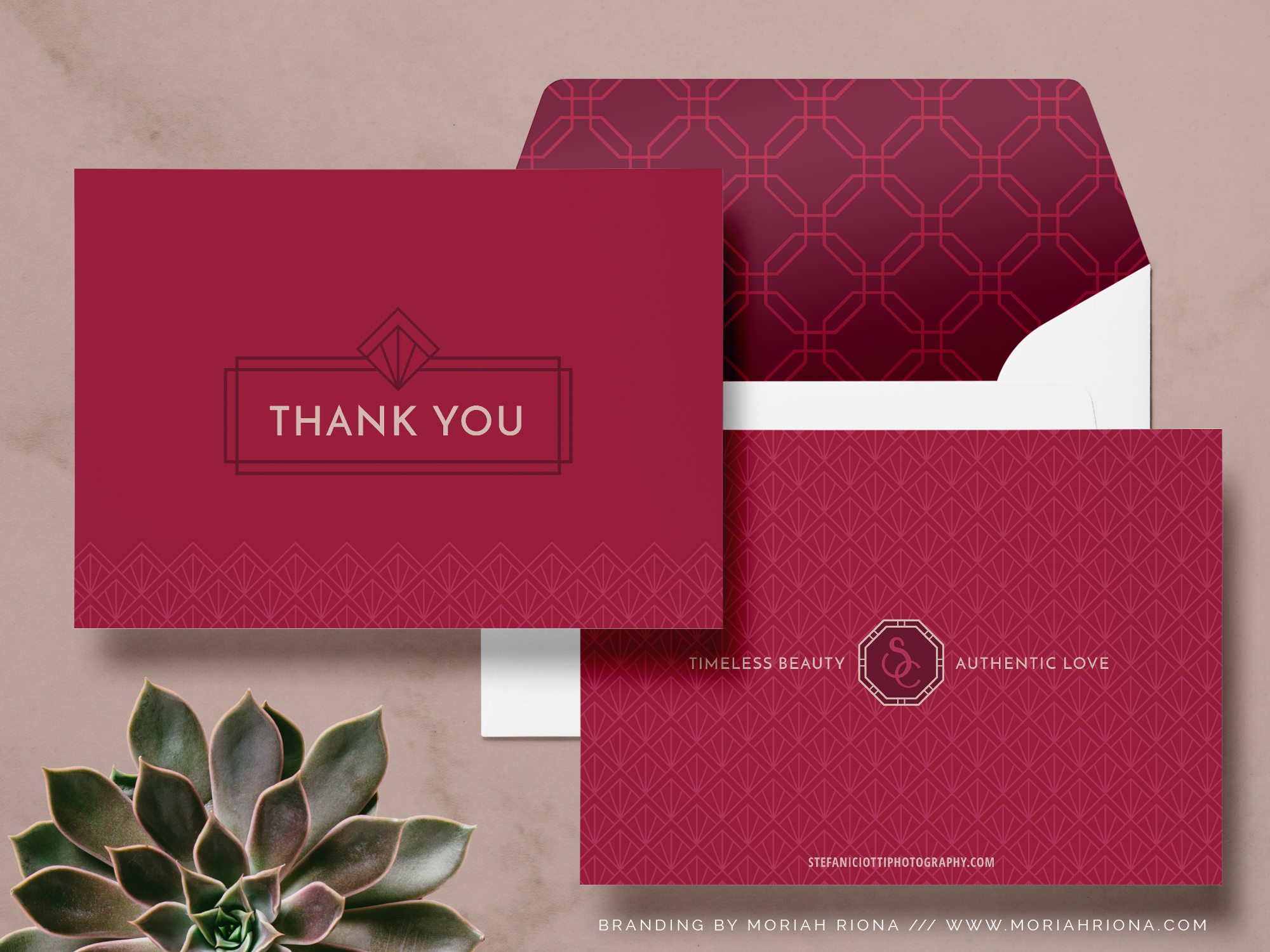 Branded stationery set designed my Moriah Riona for wedding photographer, Stefani Ciotti. From Branding Collection with burgundy and copper color palette. Luxe glam branding and website design for wedding photographer by Moriah Riona. Custom designed Showit 5 website. Graphic Design and Branding for photographers and creative bossladies.