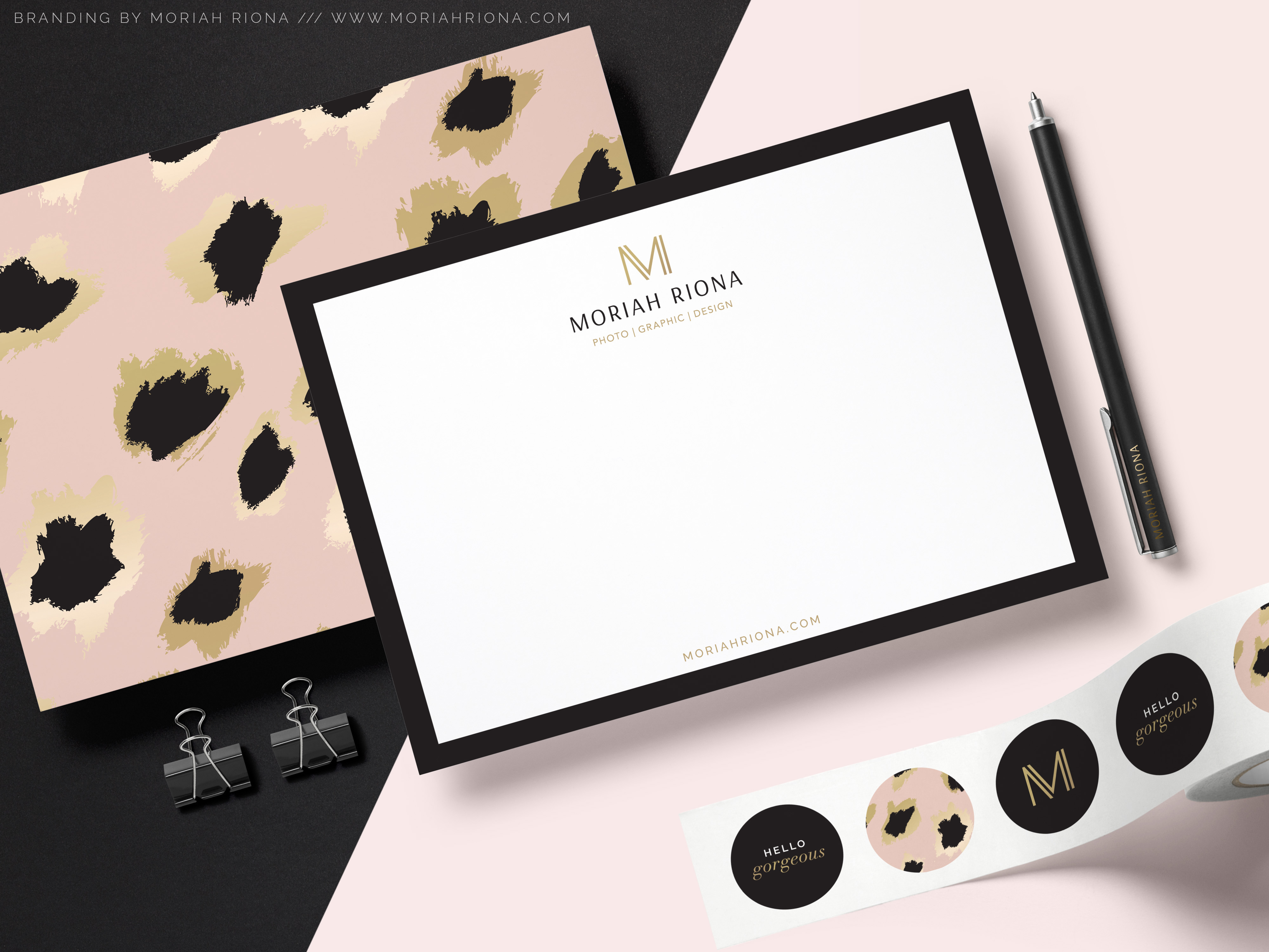 Luxe glam leopard print inspired branded stationery from Branding Collection by Moriah Riona. Graphic Design and Branding for photographers and creative bossladies.