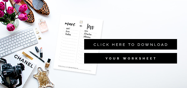 CLICK HERE to grab your free worksheet - and learn how to minimize overwhelm and maximize focus for business. Business tips for creative female entrepreneurs, organization, goal setting, business strategy for women in business. #branding #biztips #entrepreneur #creativebiz #inspiration #womeninbiz #shemeansbusiness #womenempoweringwomen