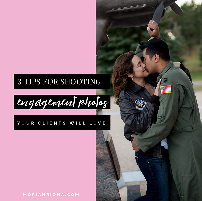 Advice to help you rock your engagement sessions — and make sure your clients love their photos! Photography tips, tricks and education for wedding photographers. #engagement #engagementpics #biztips #phototips #photography #entrepreneur #weddingphotographer