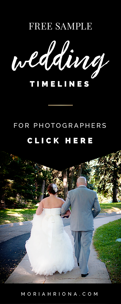 CLICK HERE to learn how to create the perfect wedding day timelines for your photography clients — and check out free sample timelines too! With and without a first look. Business education, branding, marketing tips and tricks for photographers and creative female entrepreneurs. #weddingphotographer #photobiz #marketing #branding #entrepreneur
