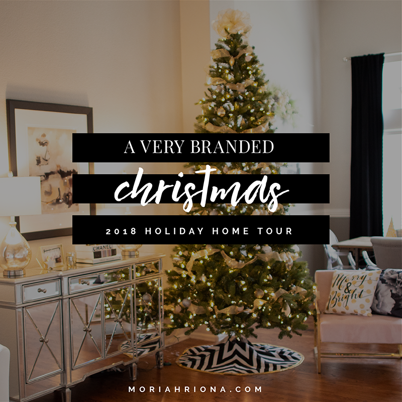 This is why I incorporated my Brand Colors into my holiday home decor! Check out this post to learn why it's so important to establish your own brand colors in your visual branding. For photographers and creative female entrepreneurs. Glam holiday and Christmas decor and tree. #entrepreneur #marketing #christmas #christmastree #gold #black