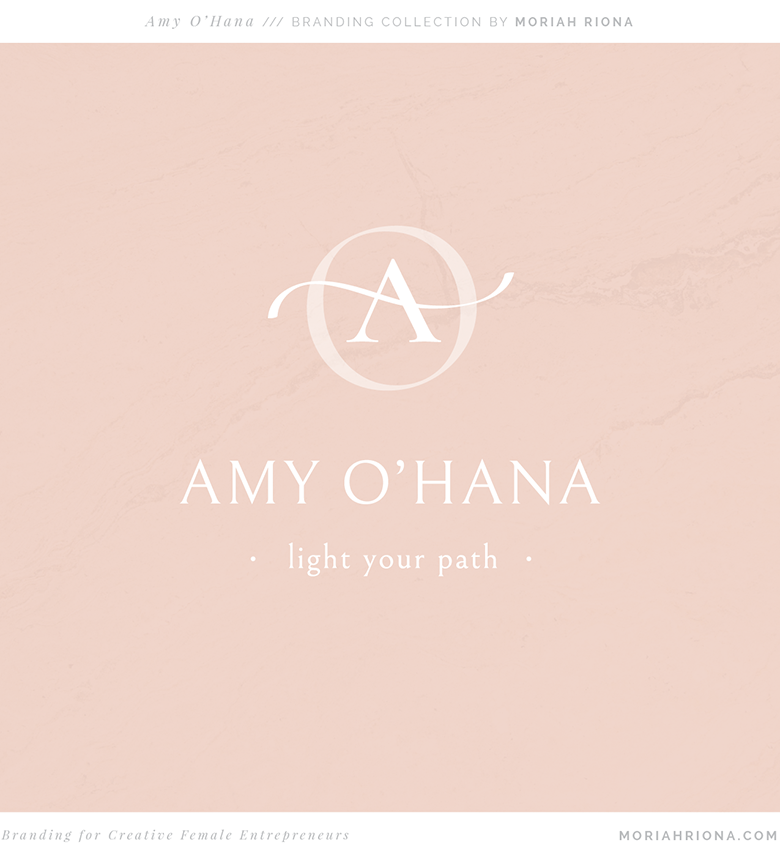 Visual brand identity for writer Amy O'Hanah. Soft, feminine and elegant brand design for creative non-fiction writer. #branding #logo #writer #author #blush #creativewriter #entrepreneur #graphicdesign