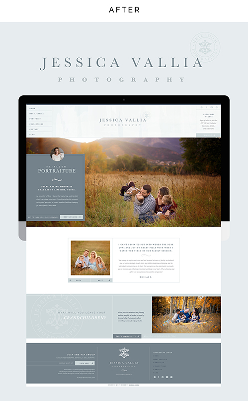 After of Jessica Vallia Photography's web design and branding