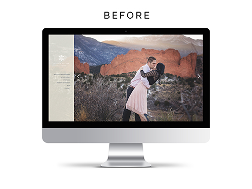 Before of Jessica Vallia Photography's web design and branding